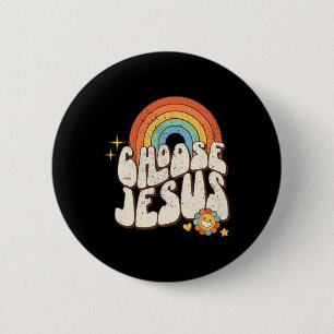Macaron Rond 5 Cm Retro Rainbow Super Choisissez Jesus Christian Rel