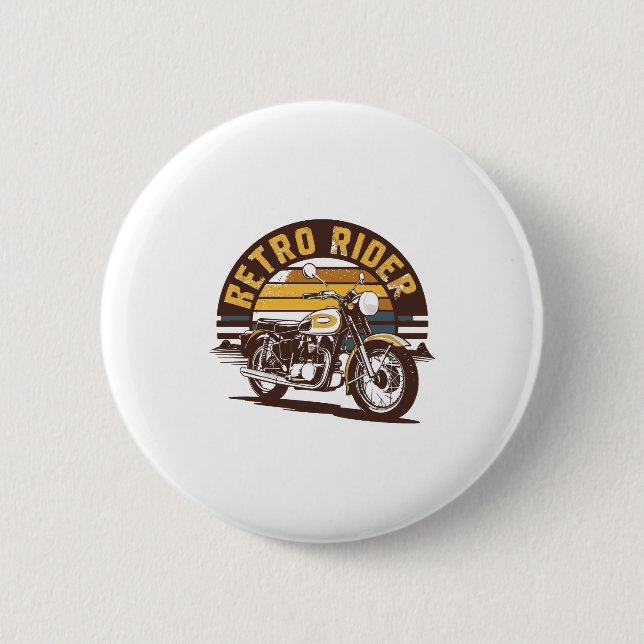Macaron Rond 5 Cm Retro Rider � Motorcycle (Devant)