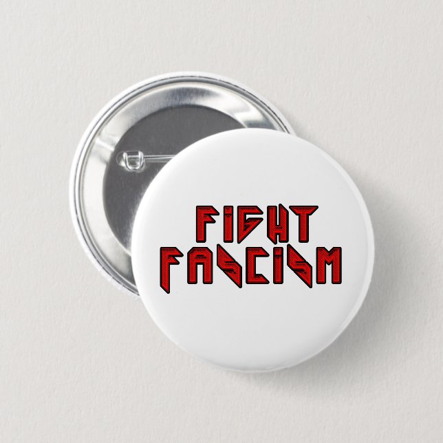 Macaron Rond 5 Cm Retro Rocker - Combattre le fascisme (Devant & derrière)