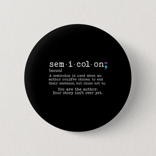 Macaron Rond 5 Cm Retro Semicolon Definition Suicide Prevention Awar (Devant)