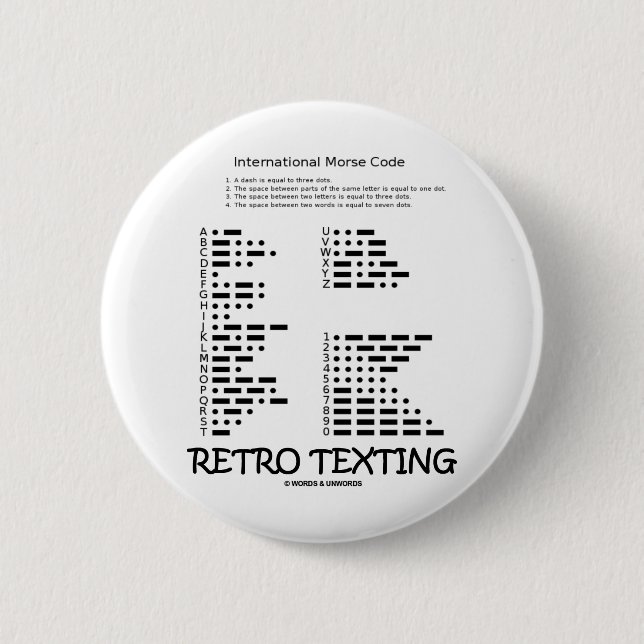 Macaron Rond 5 Cm Rétro service de mini-messages (code Morse (Devant)
