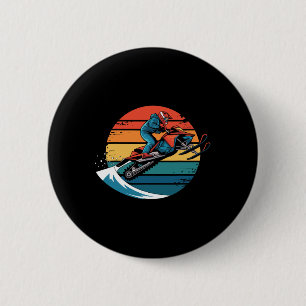 Macaron Rond 5 Cm Retro Snowboard Mountain Sunset Snowboard Cadeaux