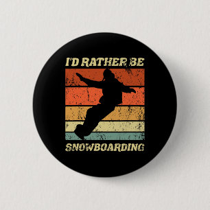 Macaron Rond 5 Cm Retro Snowboarder Embarquement d'hiver Je préfère