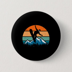 Macaron Rond 5 Cm Retro Snowboarder Snowboard Hommes Femmes Garçons