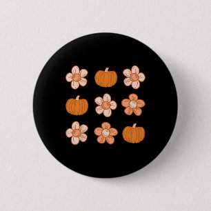 Macaron Rond 5 Cm Retro Super Halloween Automne Hippie Citrouille Fl