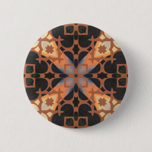 Macaron Rond 5 Cm Retro Tan Motif
