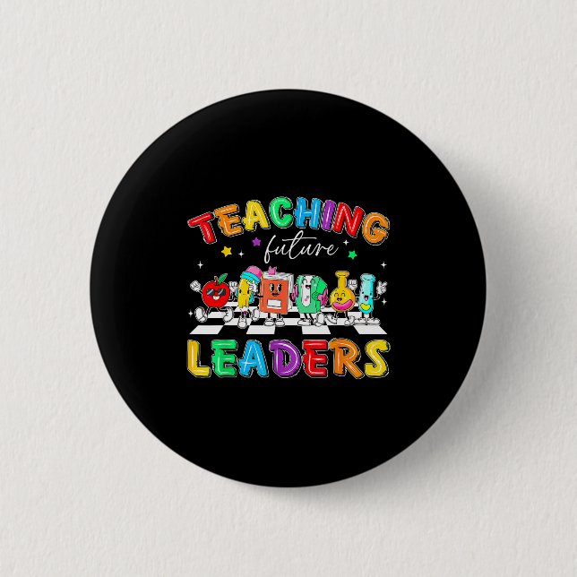 Macaron Rond 5 Cm Retro Teaching Future Leaders Groovy Teacher Back  (Devant)