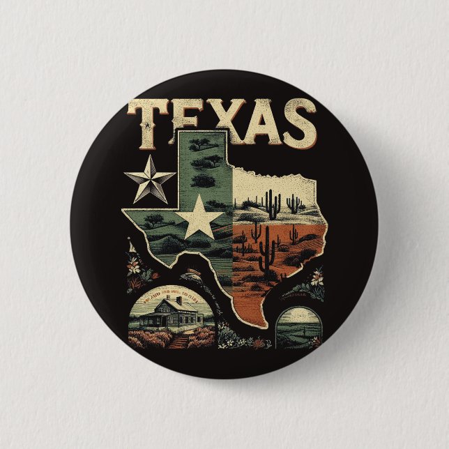 Macaron Rond 5 Cm Retro Texas (Devant)