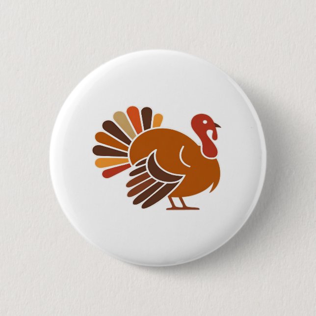 Macaron Rond 5 Cm Retro Thanksgiving Turquie - Automne Harvest Desig (Devant)