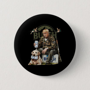 Macaron Rond 5 Cm Retro Trump Chasse Au Cerf Drôle Boire De La Bière