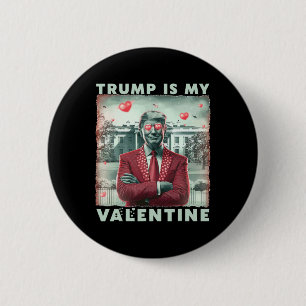 Macaron Rond 5 Cm Rétro Trump est mon Valentin Trump Saint-Valentin