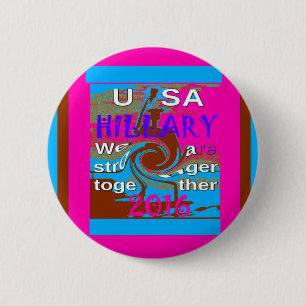 Macaron Rond 5 Cm Retro USA Stronger Together Abstrait Art Print