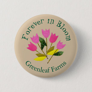 Macaron Rond 5 Cm Retro Valentine's Day Tulips Business Florist