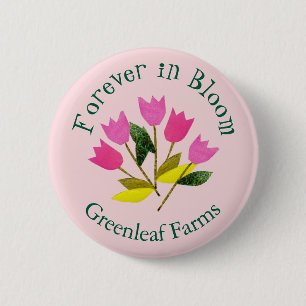Macaron Rond 5 Cm Retro Valentine's Day Tulips Business Florist