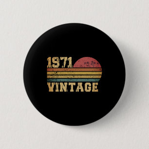 Macaron Rond 5 Cm Retro Vintage Sunset 1971 Anniversaire