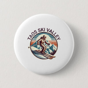 Macaron Rond 5 Cm Retro Vintage Taos Ski Valley Nouveau-Mexique Ski