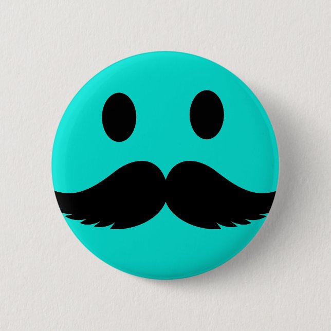 Macaron Rond 5 Cm Rétro visage drôle avec la moustache Stache (Devant)