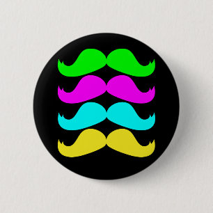 Macaron Rond 5 Cm Rétros moustaches de RVB Fluo