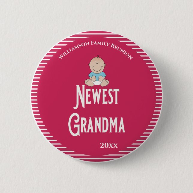 Macaron Rond 5 Cm Retrouvailles familiales La nouvelle grand-mère C' (Devant)