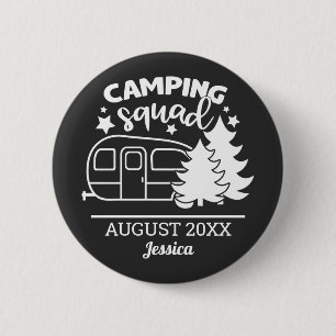 Macaron Rond 5 Cm Réunion familiale de l'équipe de camping avec remo