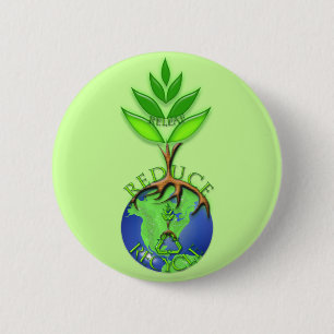 Macaron Rond 5 Cm Réutiliser Réduire Recycler Arbre Terre Globe