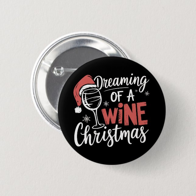 Macaron Rond 5 Cm Rêvant d'une fête de Noël au vin, humour drôle (Devant & derrière)