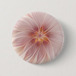Macaron Rond 5 Cm Rêve Rose Pâle Floral Abstrait Art Fractal Fleur
