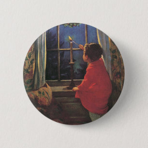 Macaron Rond 5 Cm Réveillon de Noël Vintage par Jessie Willcox Smith