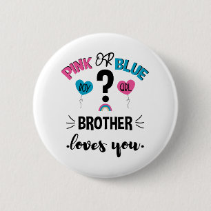 Macaron Rond 5 Cm Révélation du sexe du bébé Rose ou Bleu Frère t'ai