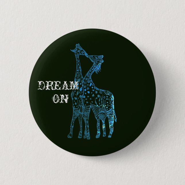 Macaron Rond 5 Cm Rêvez Sur Girafes Dessin Insigne Rond (Devant)