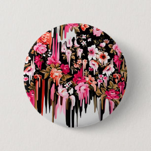 Macaron Rond 5 Cm Revirement, motif floral de fonte