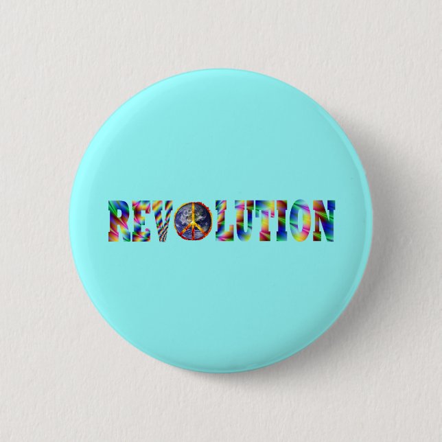 Macaron Rond 5 Cm Révolution hippie (Devant)