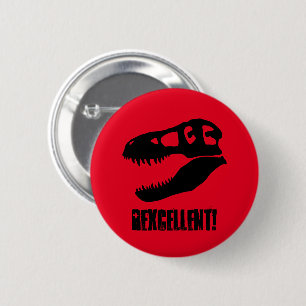 Macaron Rond 5 Cm "Rexcellent !" Crâne de T-Rex