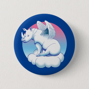 Macaron Rond 5 Cm Rhino Angel - Sensibilisation à la conservation de