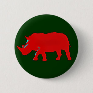 Macaron Rond 5 Cm rhinocéros d'afrique rouge
