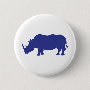 Macaron Rond 5 Cm Rhinoceros Silhouette