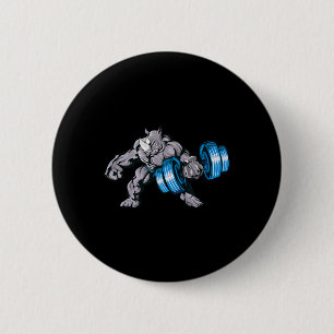 Macaron Rond 5 Cm Rhinocéros soulevant des poids Bodybuilding Bête G