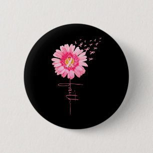 Macaron Rond 5 Cm Ribbon Daisy Faith - Mois de sensibilisation au ca
