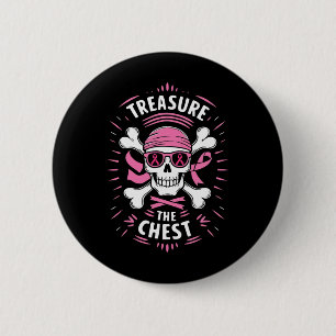 Macaron Rond 5 Cm Ribbon rose Cancer du sein Pirate Trésor Les Ches