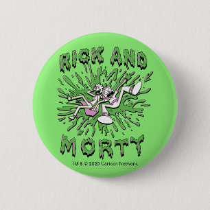 Macaron Rond 5 Cm RICK ET MORTY™   Falling Into Acid