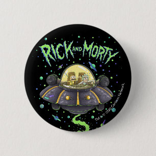 Macaron Rond 5 Cm RICK ET MORTY™  Graphique de vol spatial illustré