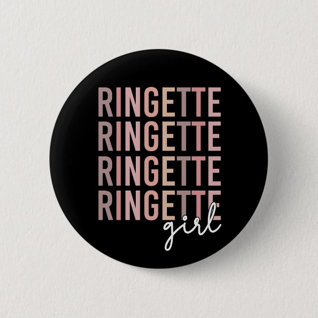 Macaron Rond 5 Cm Ringette fille | Cadeaux pour Lecteur Ringette (Devant)