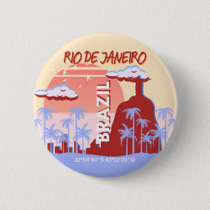 Macaron Rond 5 Cm Rio de Janeiro Brésil Travel Art Retro Poster
