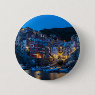 Macaron Rond 5 Cm Riomaggiore la nuit Cinque Terre Ligurie Italie