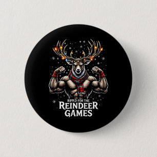Macaron Rond 5 Cm Ripped For The Games Drôle Christmas Gym Workout R