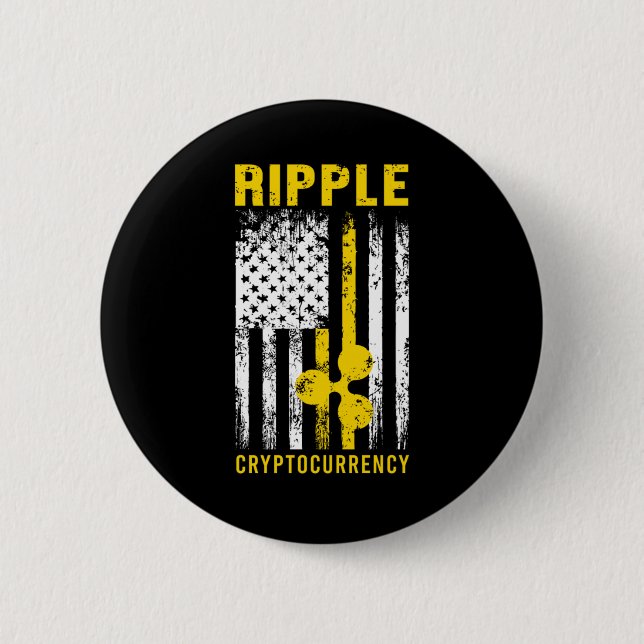 Macaron Rond 5 Cm Ripple XRP US Drapeau américain Cryptomonnaie cade (Devant)