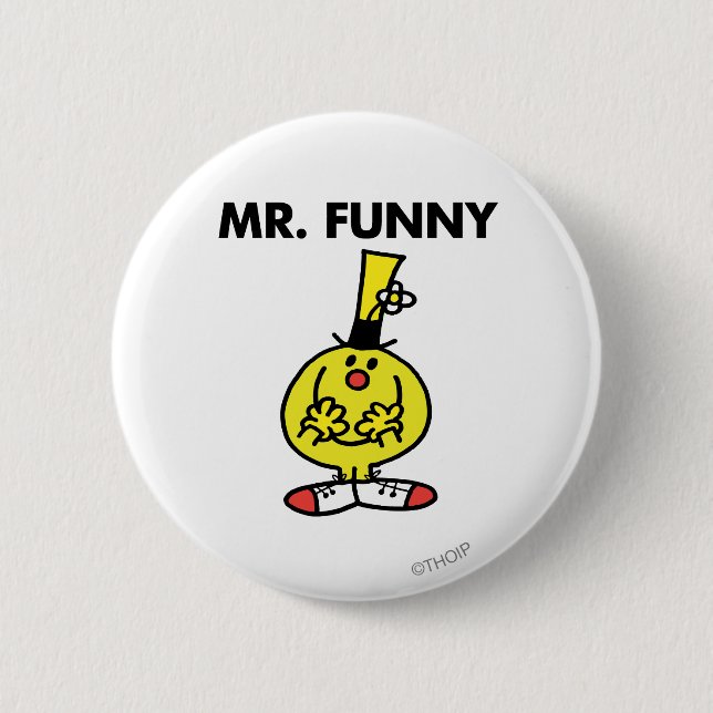 Macaron Rond 5 Cm Rire M. Funny Avec Fleur (Devant)
