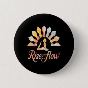 Macaron Rond 5 Cm Rise And Flow Yoga Méditation au lever du soleil L