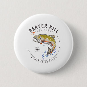Macaron Rond 5 Cm Rivière Beaverkill New York Pêche à la mouche Souv