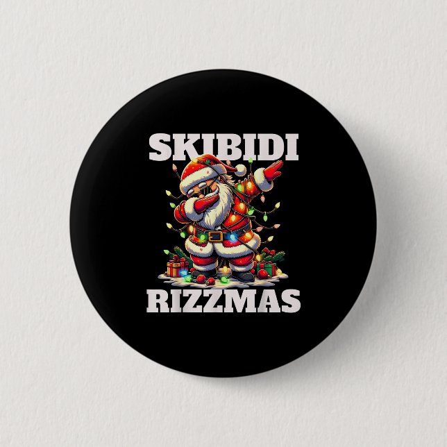 Macaron Rond 5 Cm Rizz Christmas Santa Funny Xmas Gen Alpha Skibidi  (Devant)